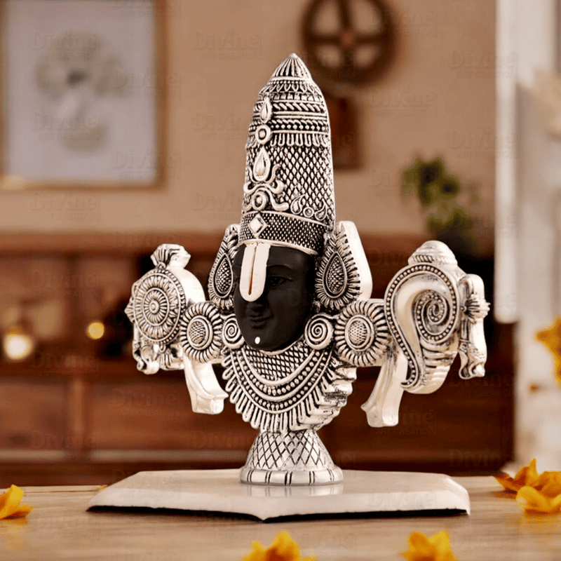 Lord Balaji Face Idol - Silver Plated