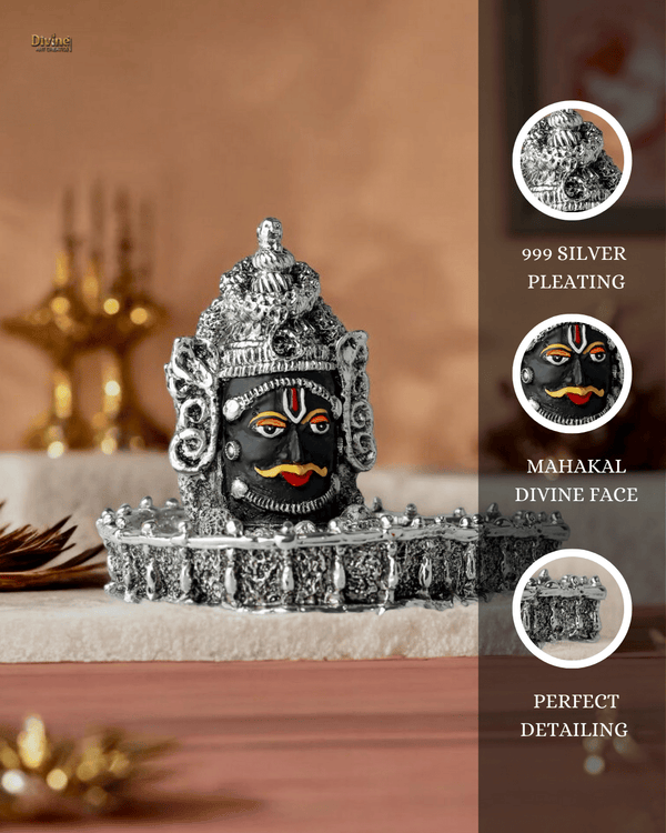 Mahakal Shivling – Silver Plated with Antique Finish (4 Inches)