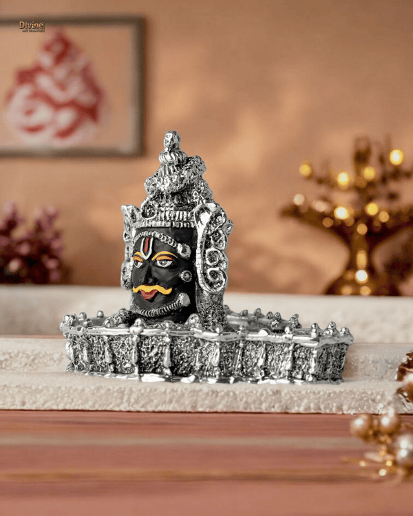 Mahakal Shivling – Silver Plated with Antique Finish (4 Inches)