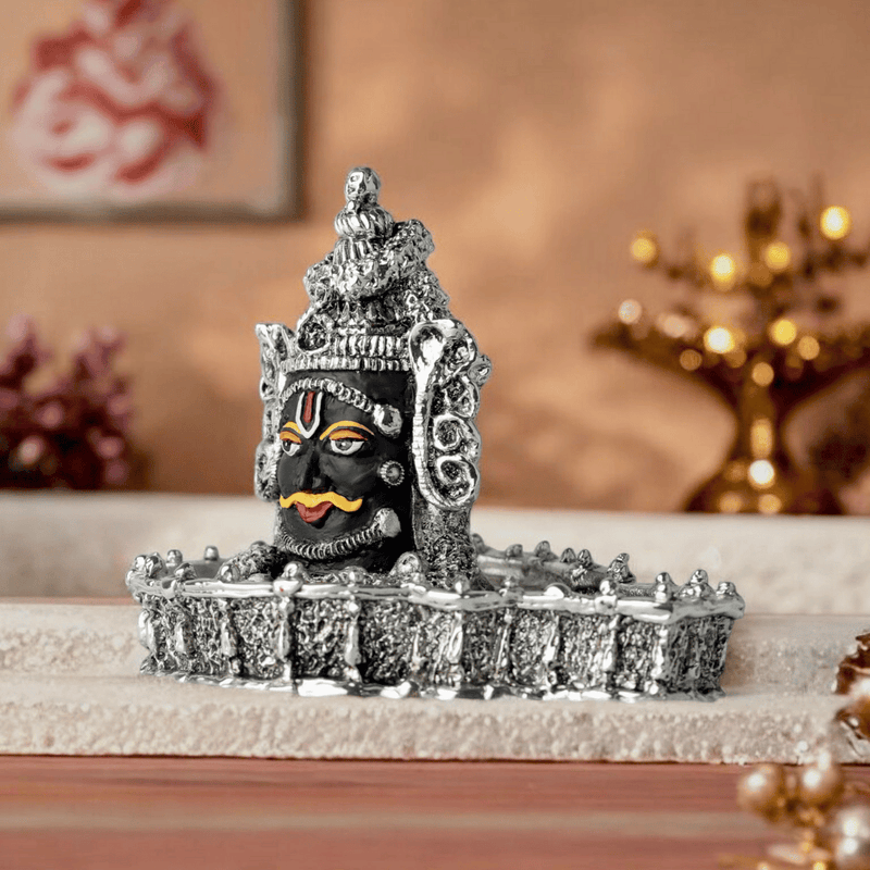 Mahakal Shivling – Silver Plated with Antique Finish (4 Inches)