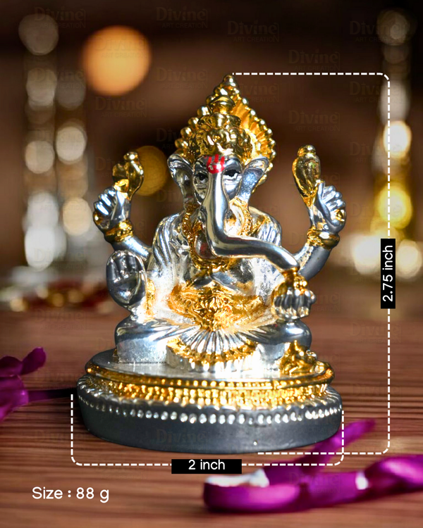 Gold & Silver Plated Ganpati - Lord Ganesha Murti for Home & Gifting - Divine Art Creation