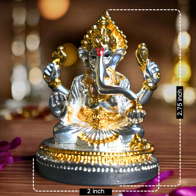 Gold & Silver Plated Ganpati - Lord Ganesha Murti for Home & Gifting - Divine Art Creation
