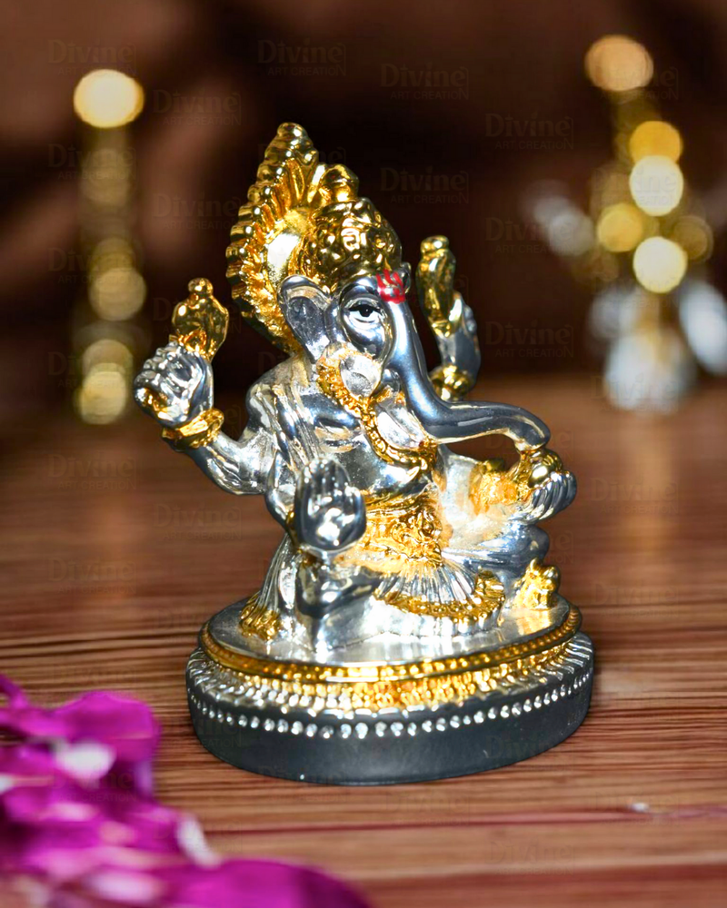Gold & Silver Plated Ganpati - Lord Ganesha Murti for Home & Gifting - Divine Art Creation