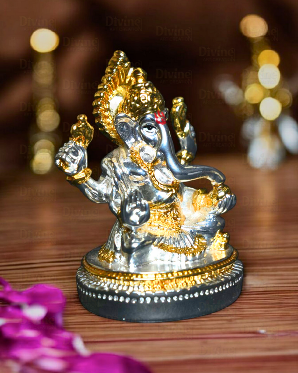 Gold & Silver Plated Ganpati - Lord Ganesha Murti for Home & Gifting - Divine Art Creation