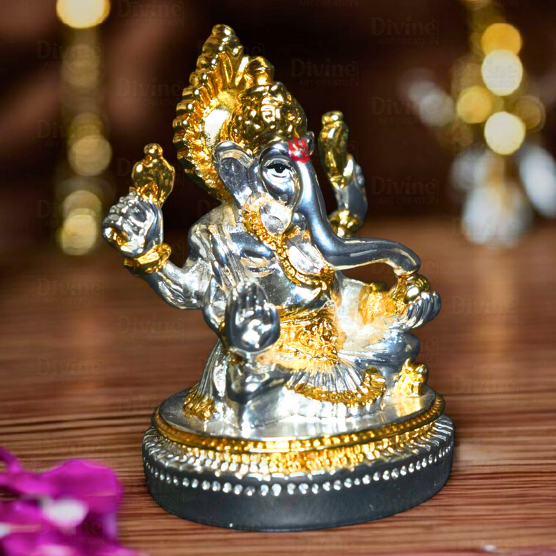 Gold & Silver Plated Ganpati - Lord Ganesha Murti for Home & Gifting - Divine Art Creation