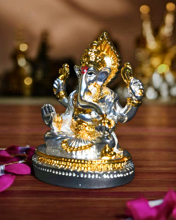 Gold & Silver Plated Ganpati - Lord Ganesha Murti for Home & Gifting - Divine Art Creation