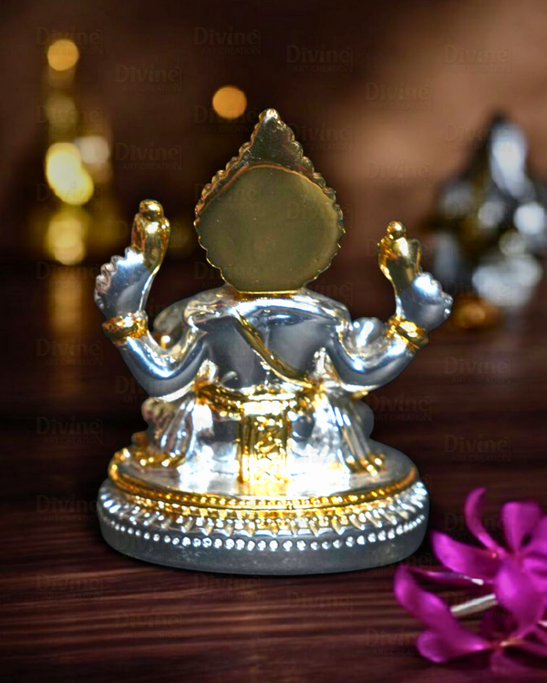 Gold & Silver Plated Ganpati - Lord Ganesha Murti for Home & Gifting - Divine Art Creation