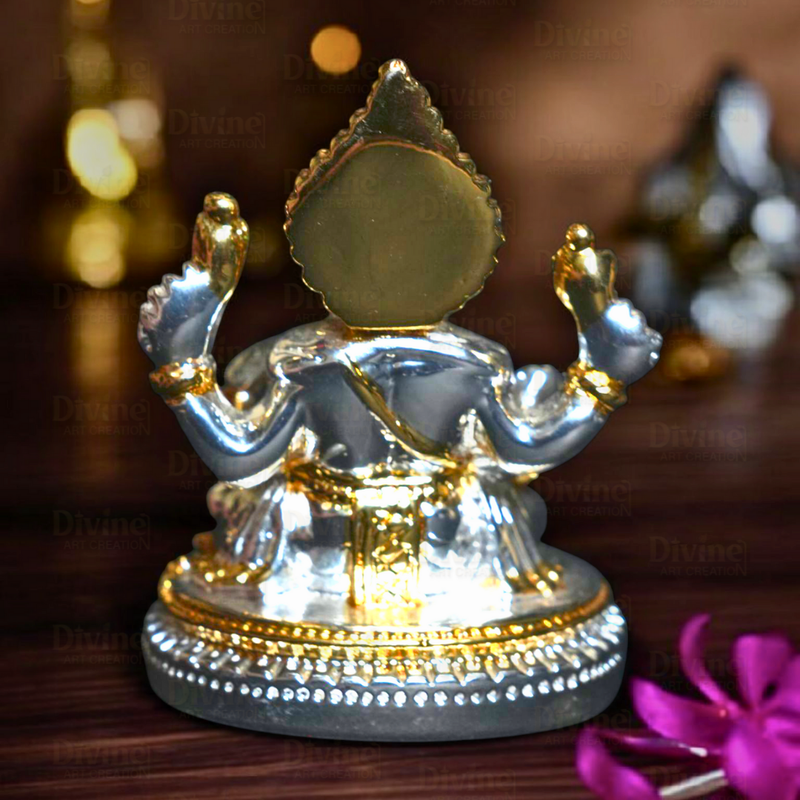 Gold & Silver Plated Ganpati - Lord Ganesha Murti for Home & Gifting - Divine Art Creation