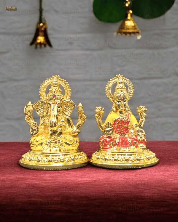 Gold Plated Maa Laxmi & Ganesh Ji Set – 3.75 Inches