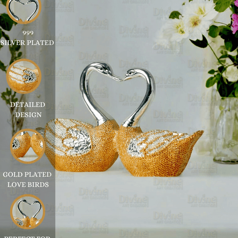Gold & Silver Plated Love Birds – 3.25 Inches