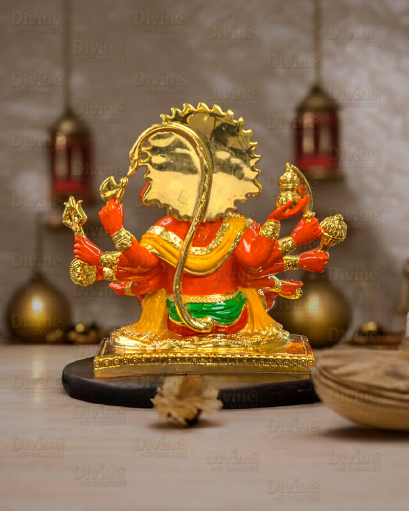 Gold Plated Panchmukhi Hanuman - Divine Art Creation