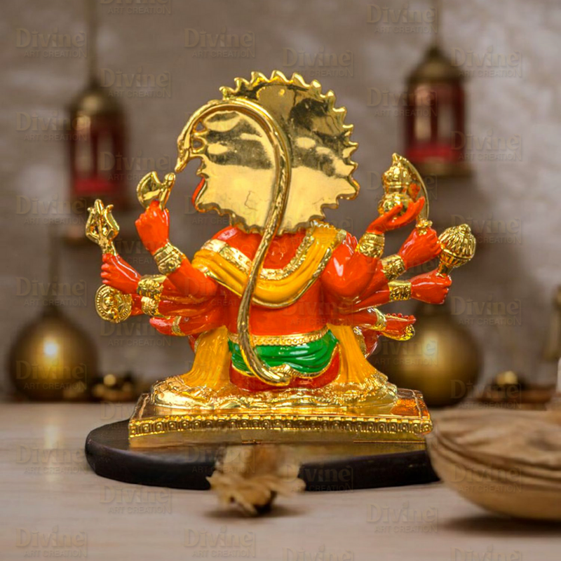 Gold Plated Panchmukhi Hanuman - Divine Art Creation