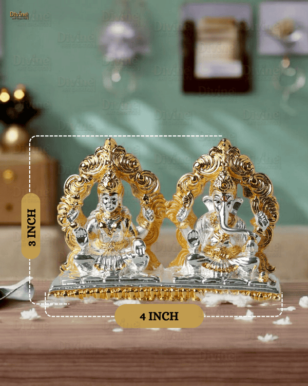 Gold and Silver Plated Maa Laxmi and Ganpati-3 Inch