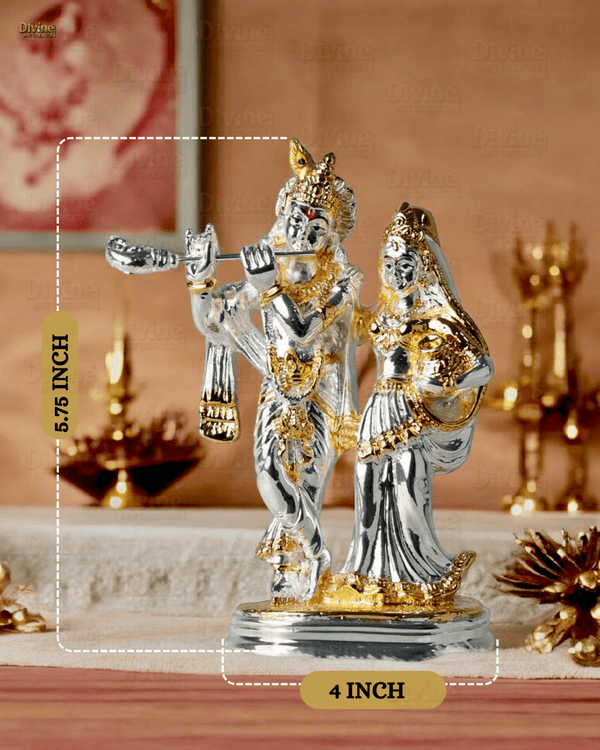 Gold and Silver Plated Radha Krishana Set-5.75 Inch