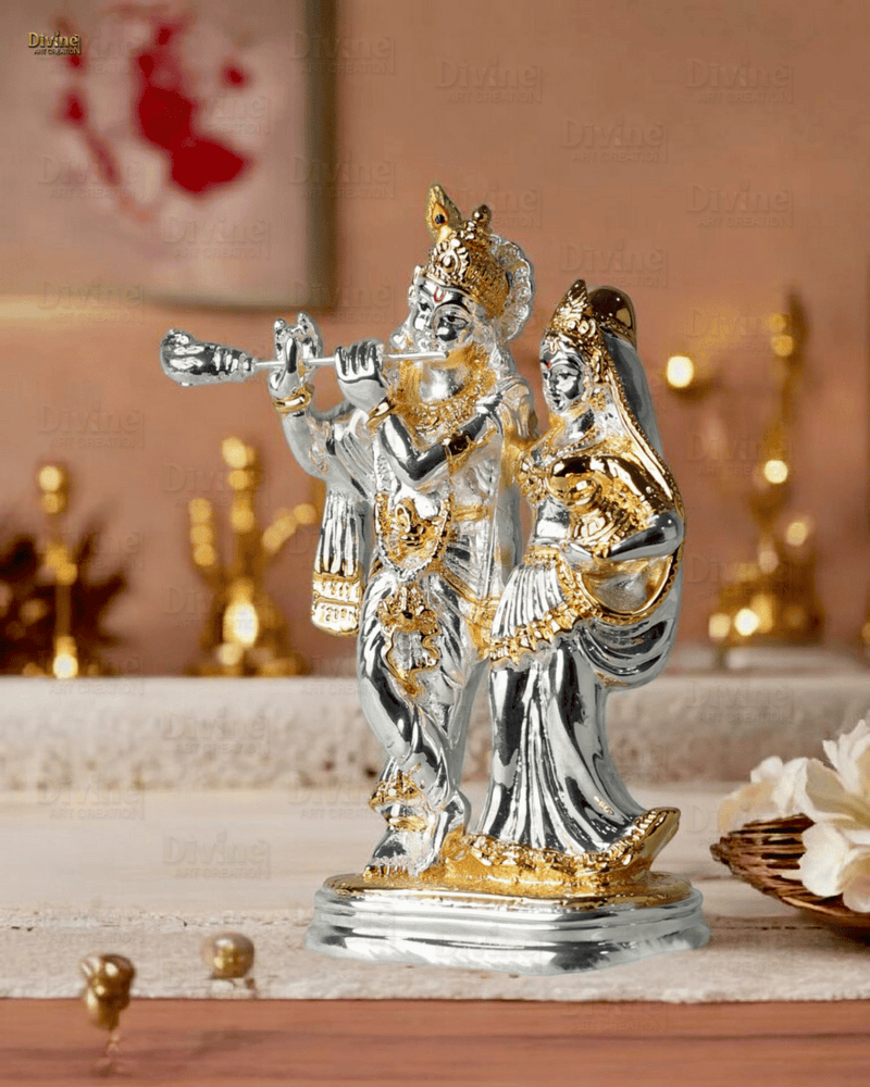 Gold and Silver Plated Radha Krishana Set-5.75 Inch