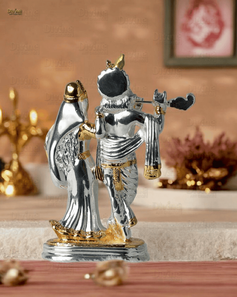 Gold and Silver Plated Radha Krishana Set-5.75 Inch