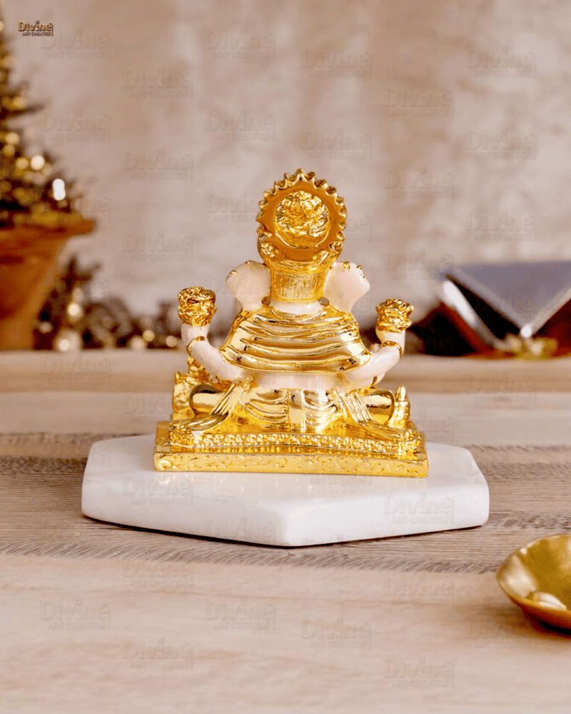 Dagdusheth Halwai Ganpati Murti – Gold Plated Lord Ganesha Idol (3.5 Inch)
