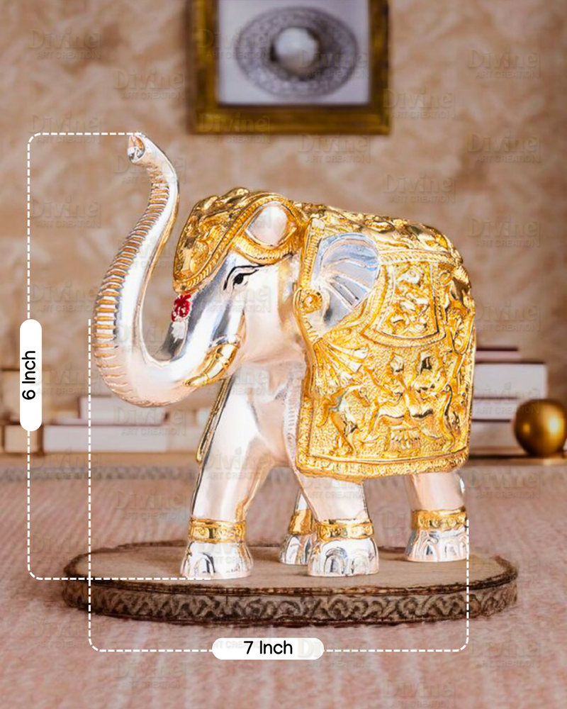 Gold and Silver Plated Elephent Pair- 3 Inch - Divine Art Creation