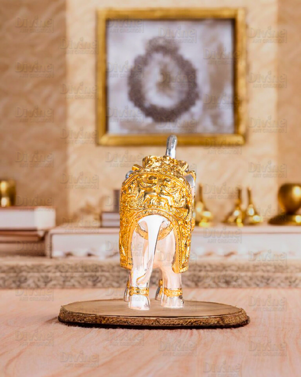 Gold and Silver Plated Elephent Pair- 3 Inch - Divine Art Creation
