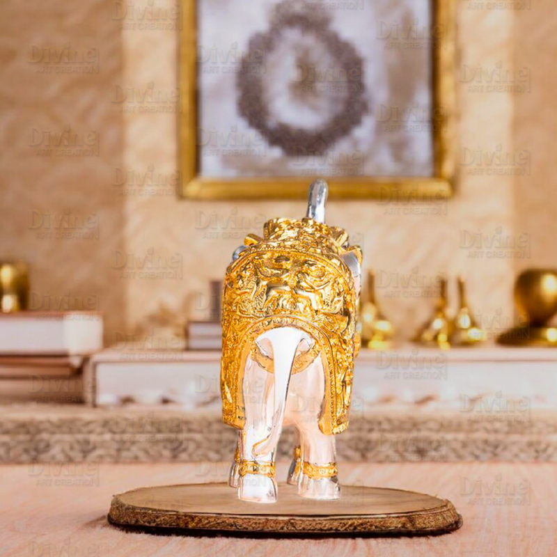 Gold and Silver Plated Elephent Pair- 3 Inch - Divine Art Creation