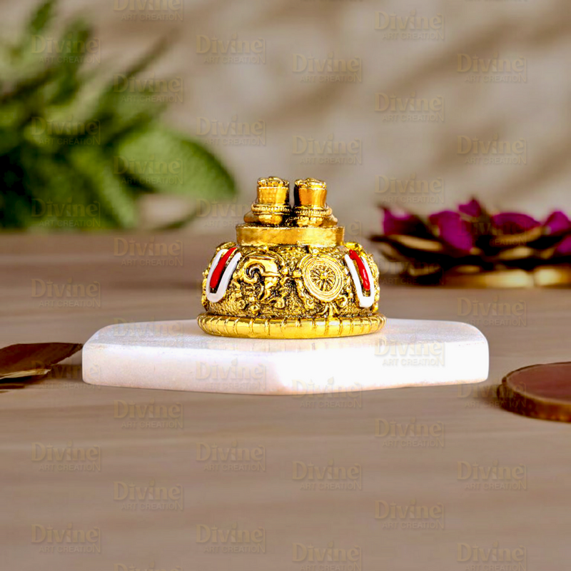 Gold-Plated Balaji Charan with Shanku - 2 Inch Divine Symbol for Blessings