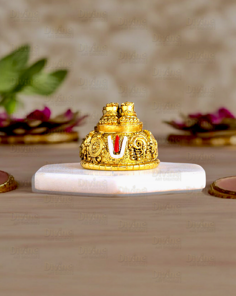 Gold-Plated Balaji Charan with Shanku - 2 Inch Divine Symbol for Blessings