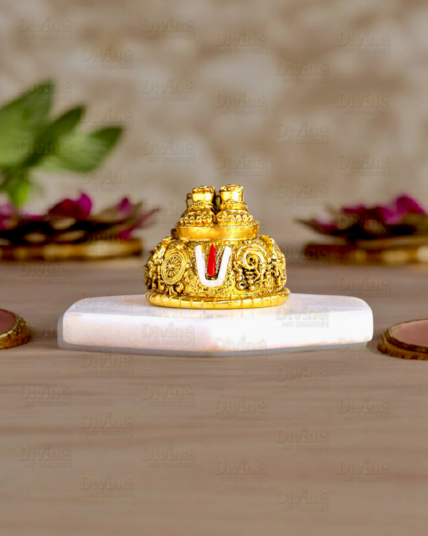 Gold-Plated Balaji Charan with Shanku - 2 Inch Divine Symbol for Blessings