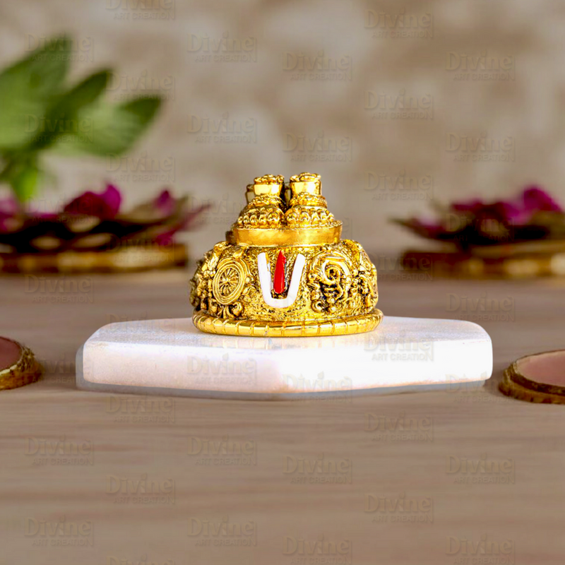 Gold-Plated Balaji Charan with Shanku - 2 Inch Divine Symbol for Blessings