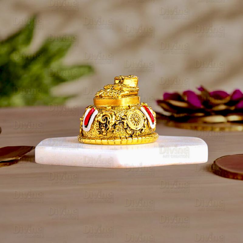 Gold-Plated Balaji Charan with Shanku - 2 Inch Divine Symbol for Blessings