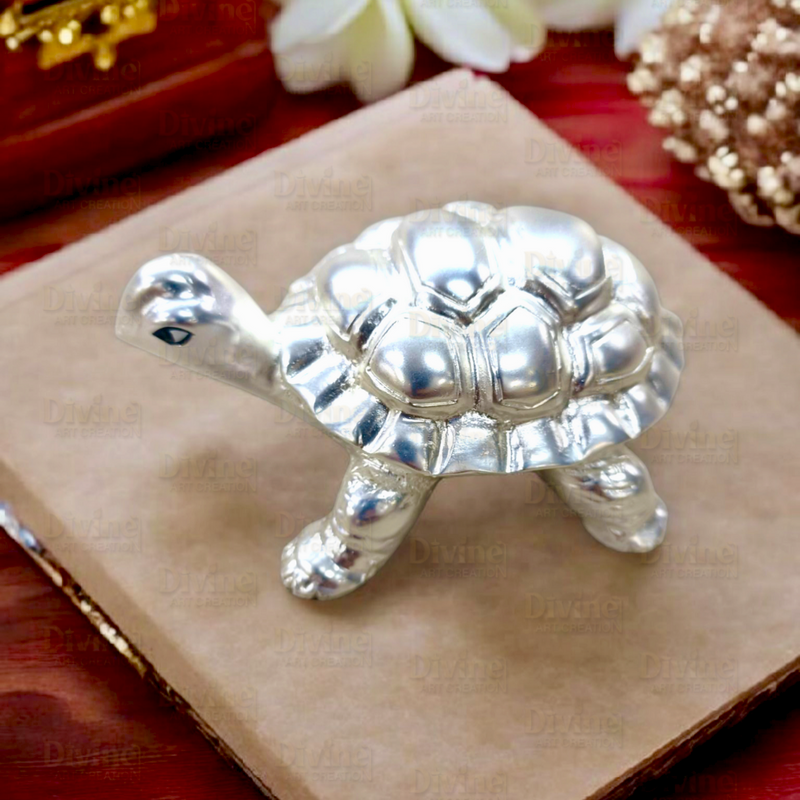 999 Silver Plated Tortoise Vastu Figurine for Harmony and Prosperity
