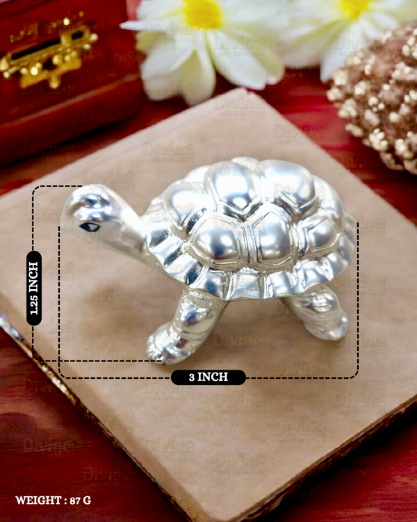 999 Silver Plated Tortoise Vastu Figurine for Harmony and Prosperity