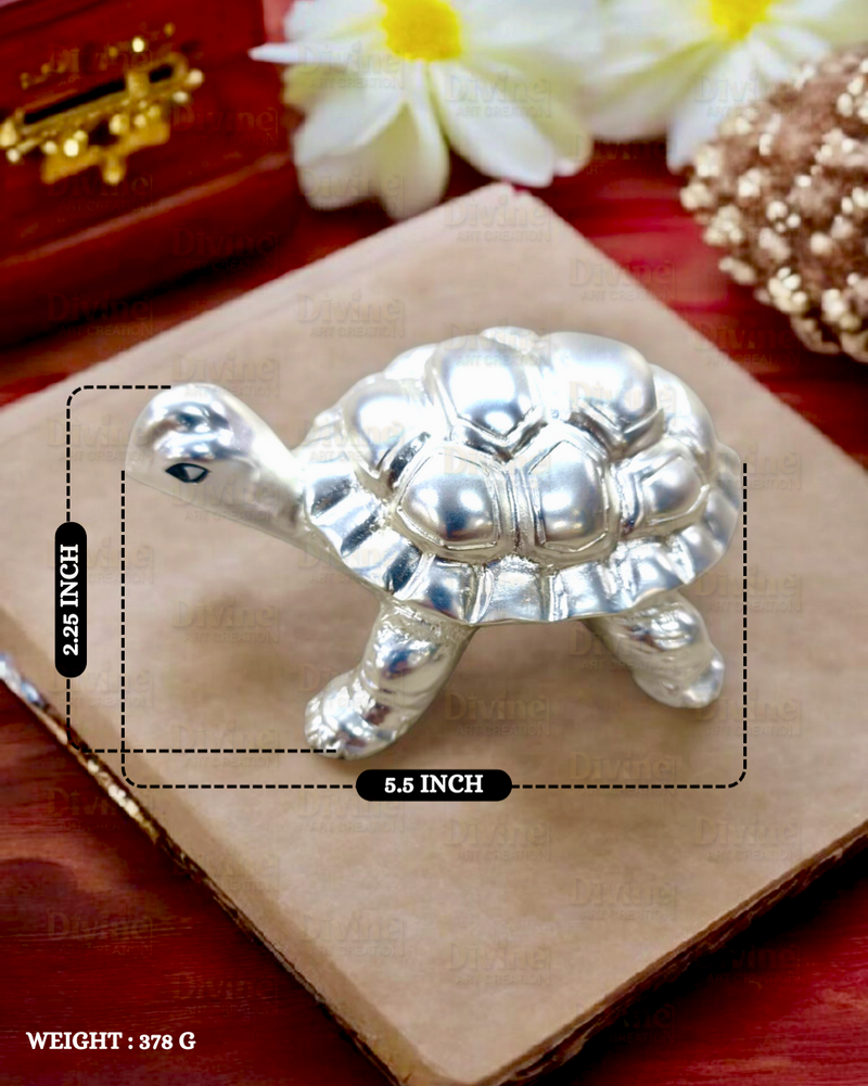999 Silver Plated Tortoise Vastu Figurine for Harmony and Prosperity