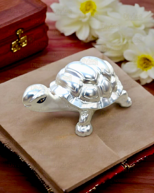 999 Silver Plated Tortoise Vastu Figurine for Harmony and Prosperity