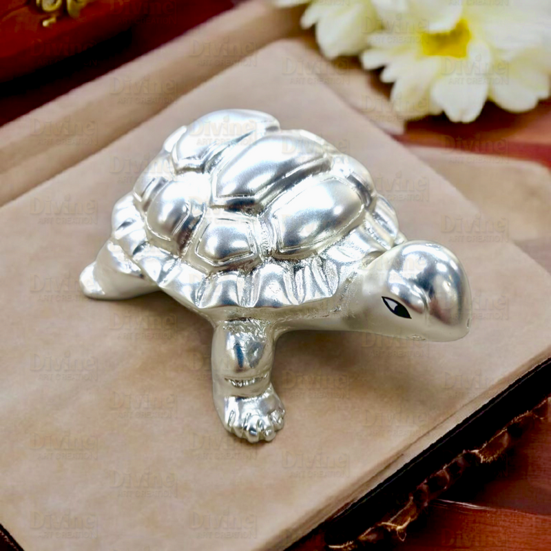 999 Silver Plated Tortoise Vastu Figurine for Harmony and Prosperity